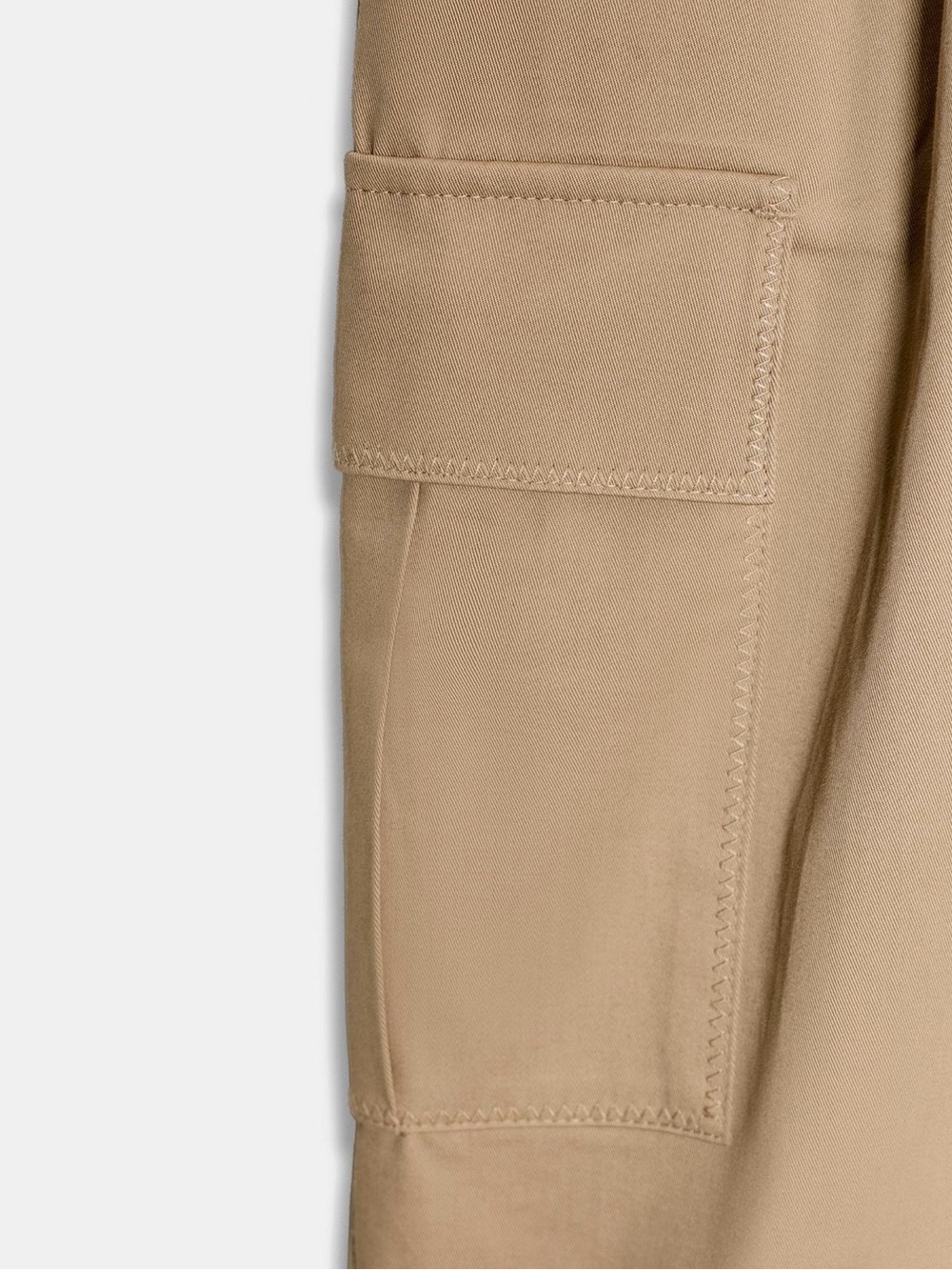 ZARA New With Tag M High Rise Paper Bag Straight Leg Camel Cargo Pants Medium - Picture 10 of 15